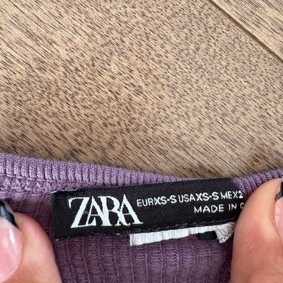 Zara Ribbed Mauve Crop Top - Picture 3 of 3